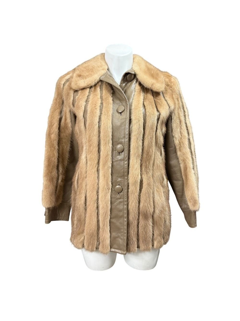 Vintage Harry L Michael Furs Mink Fur Jacket Tan Brown Custom Coat Women Medium